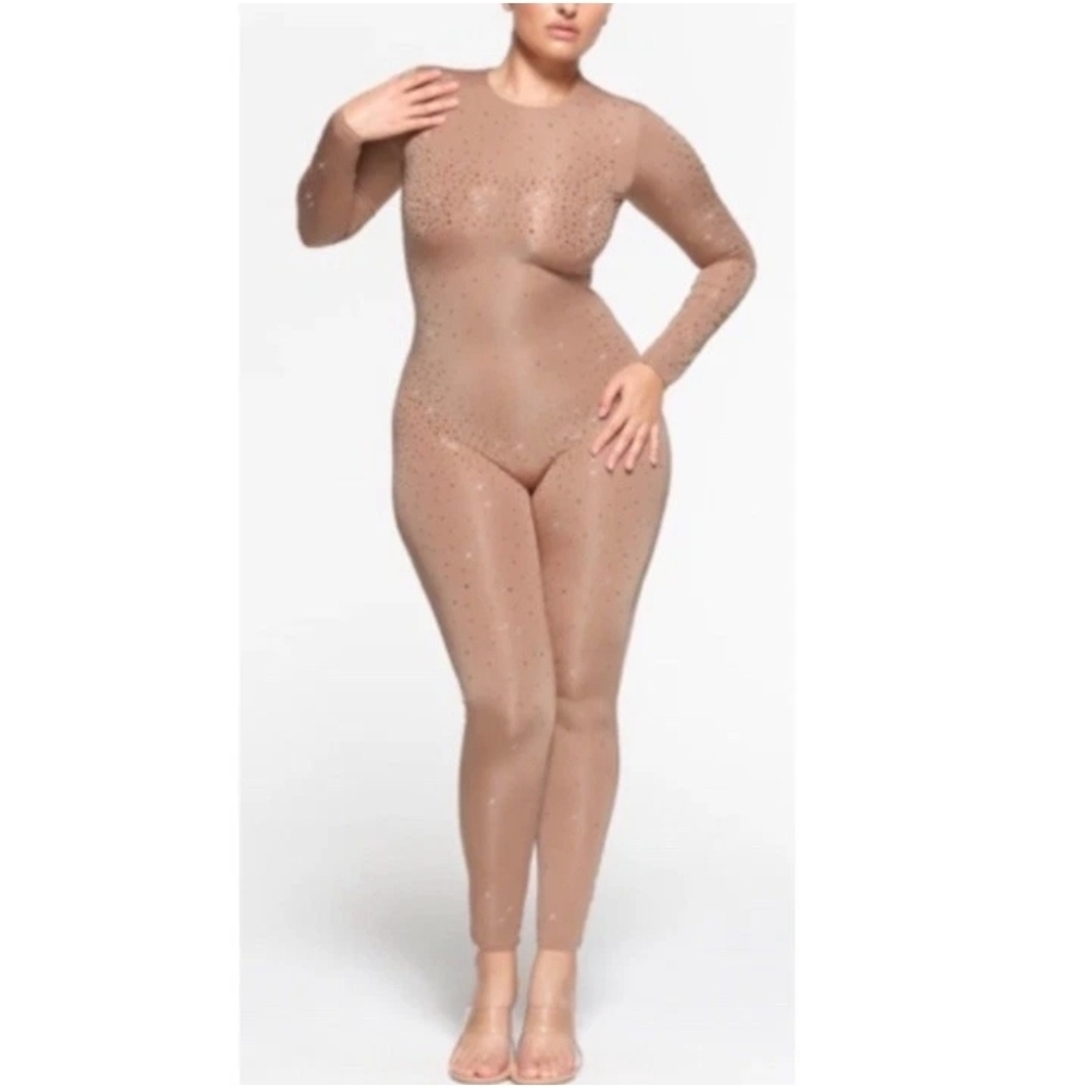 SKIMS Swarovski Sienna Long-sleeved Catsuit Bodysuit EUC 4X